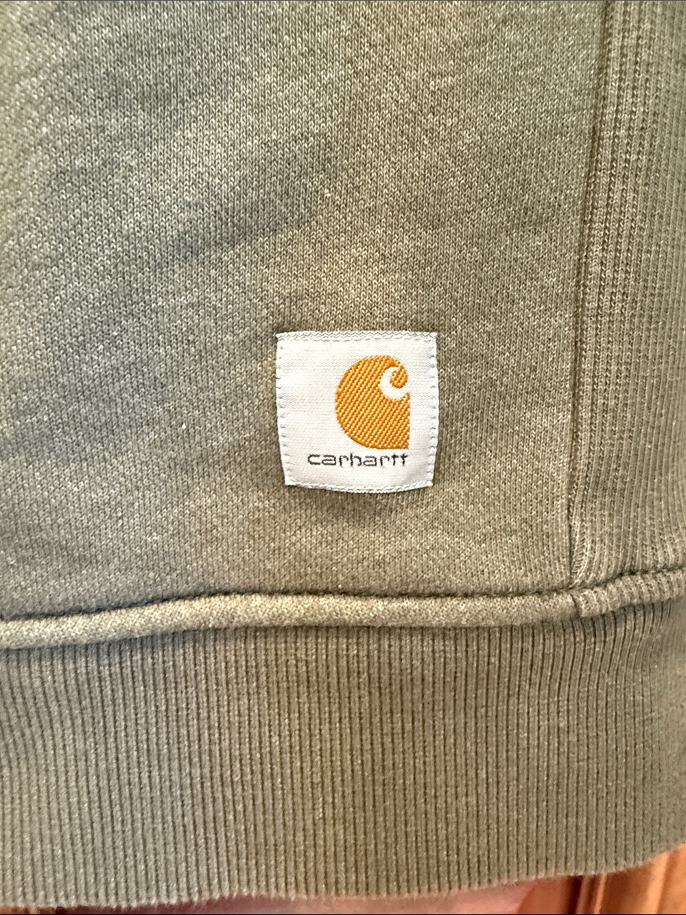 Carhartt Olive Crewneck Sweatshirt with Sleeve Logo - Picture 3 of 4